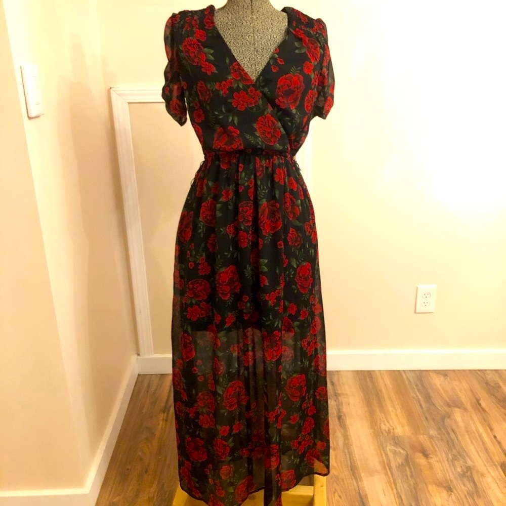 Disney’s Coco Puffy Sleeve Rose Maxi Dress
